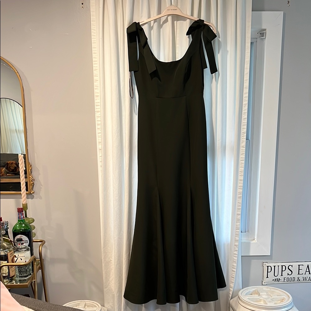 Revelry Nicole Crepe Dress Deep Olive
